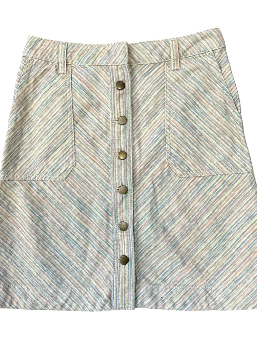 Pilcro and the Letterpress Anthropologie Striped Button-Front Mini Skirt Size 2
